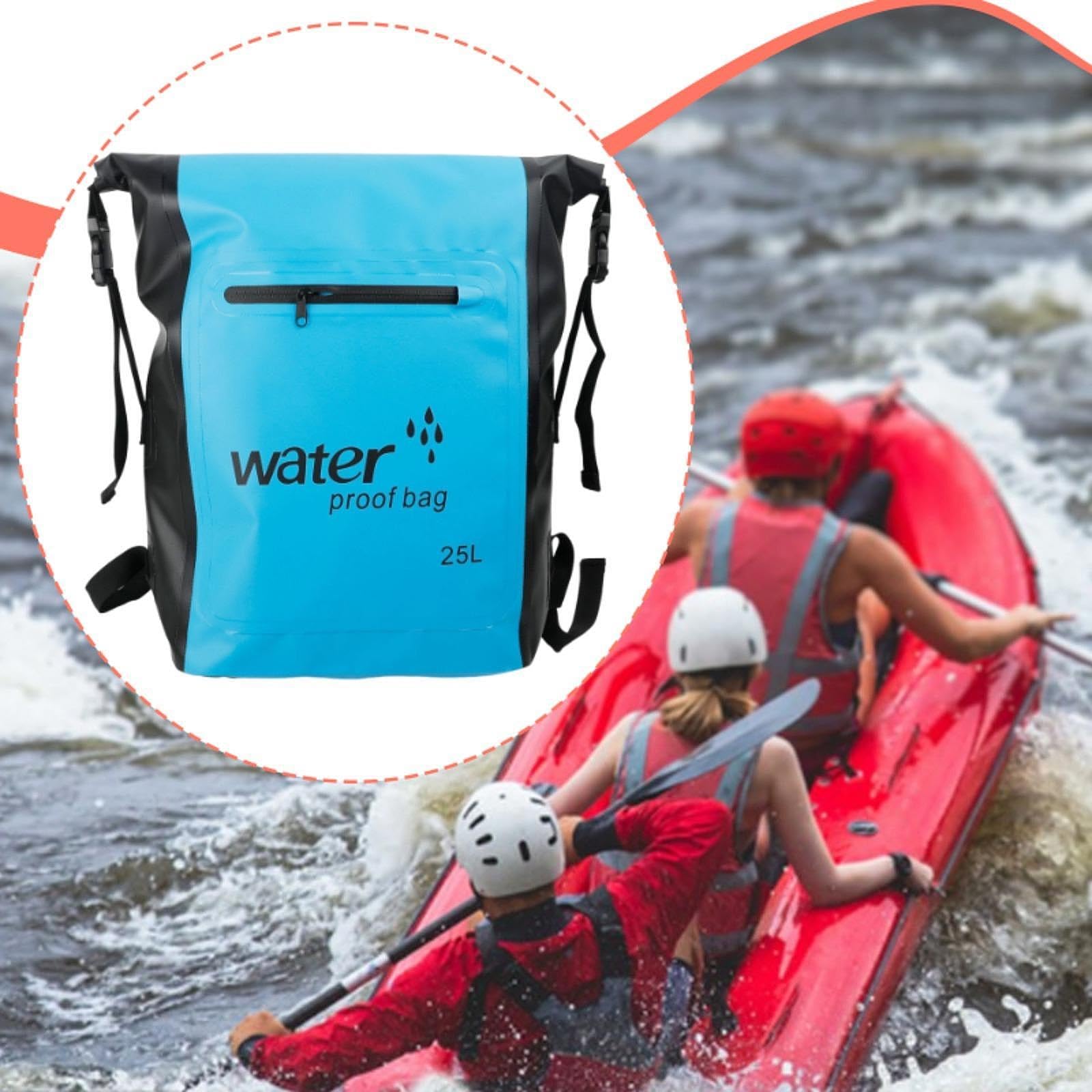 Wasserdichter Rucksack, 25 Liter, Wasserdichter Packsack mit Großem Stauraum für Schwimmen, Reisen, Wandern Und Outdoor Abenteuer, Hellblau