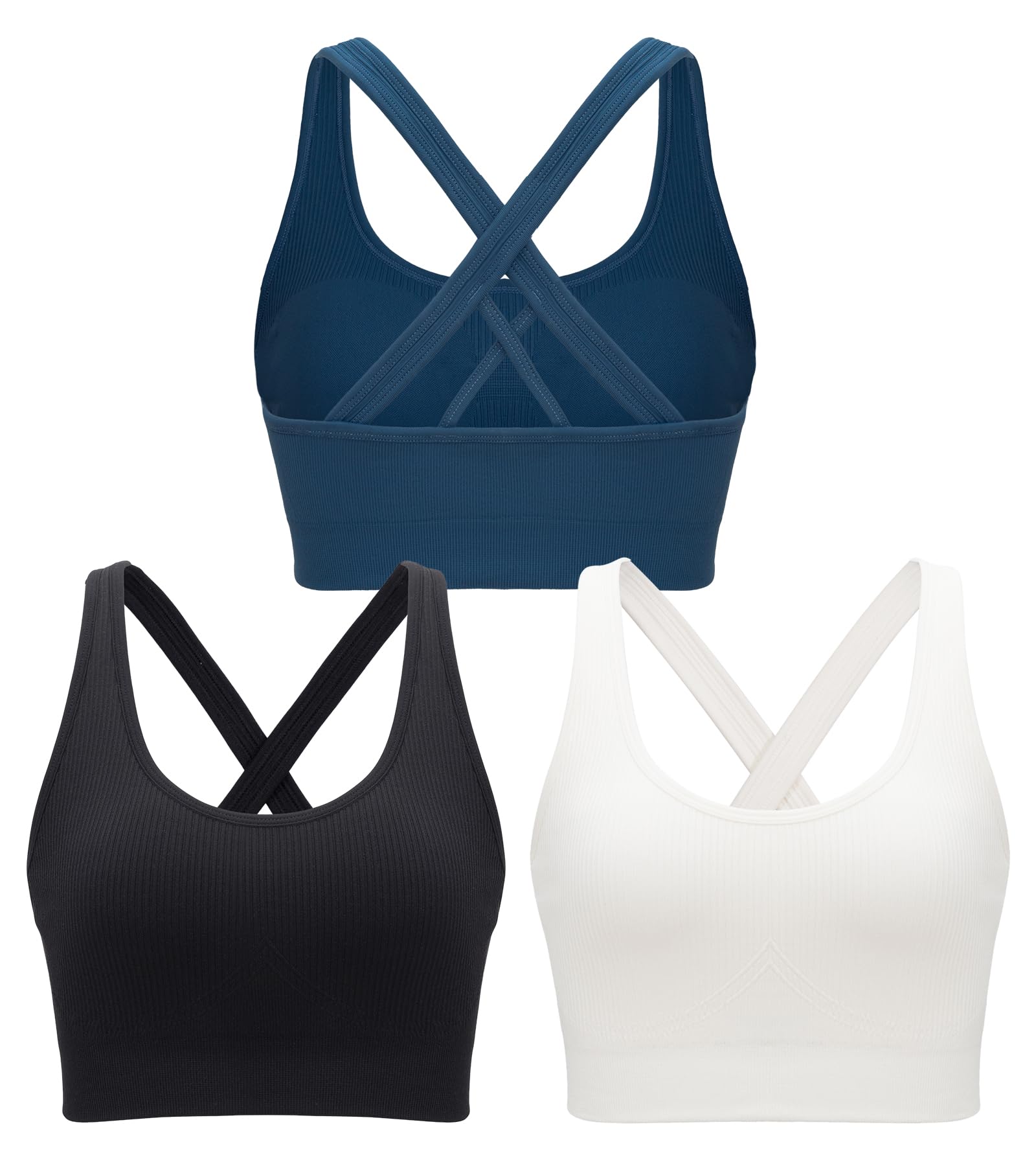 RUNNING GIRL Sports Bras for Women,Seamless Strappy Sports Bra High Support Crisscross Back with Removable Pads