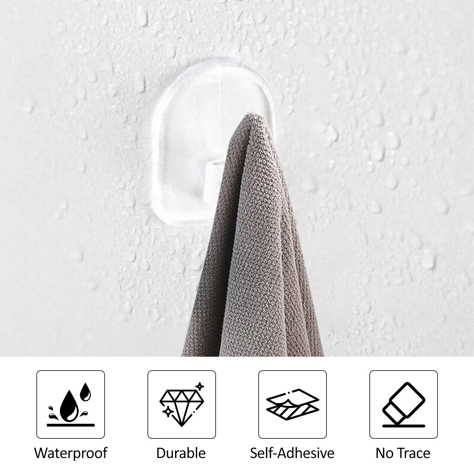 50 Stück Selbstklebende Haken Transparent – Klebehaken Ohne Bohren Für Wand, Küche, Bad, Büro & Auto