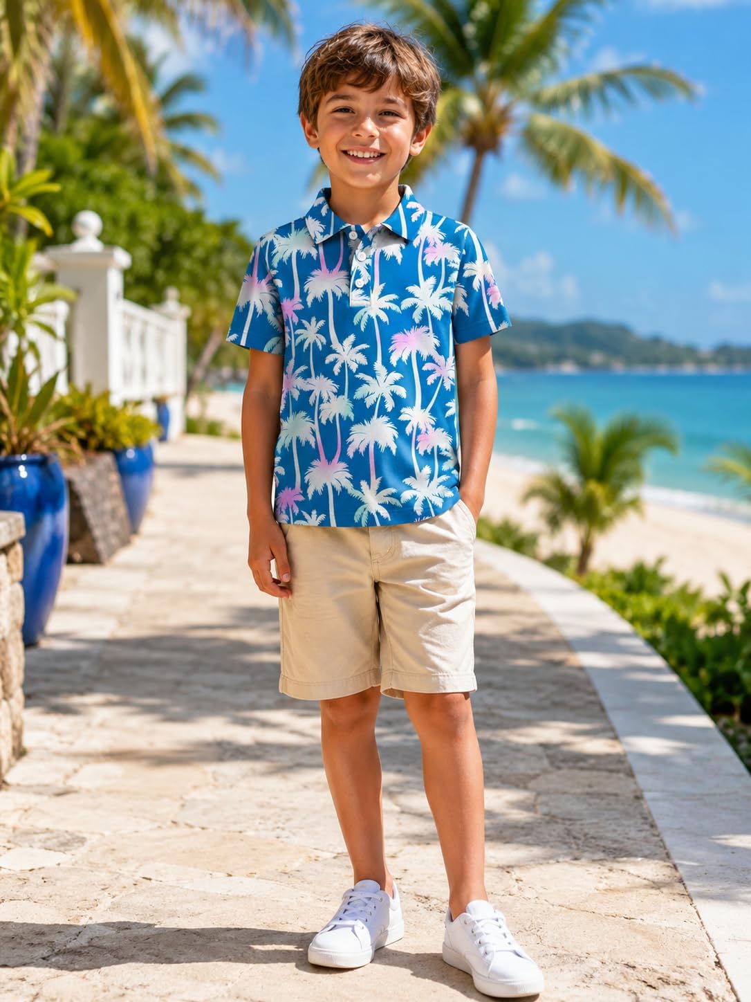 Boys Polo Shirt, Short Sleeve Collared Golf Shirt, Quick-Dry Moisture-Wicking Casual Top for School Uniform, Sizes 5-14 Years