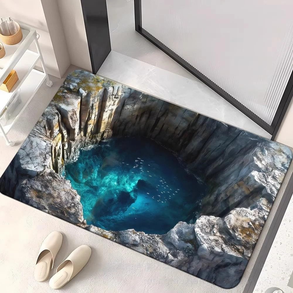 3D Optical Illusion Rug, Visual Illusion Endless Abyss Pattern HD Printed Non-Slip Doormat, 3D Optical Illusion Rug, Bottomless Hole Area Rugs, Abyss Carpet for Floor Door Mat, 60x90CM (2#)