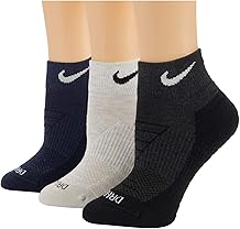 Nike Men`s Everyday Max Cushioned Training Ankle Socks 3 Pack ObsidianSX5549-915/Oatmeal, Large