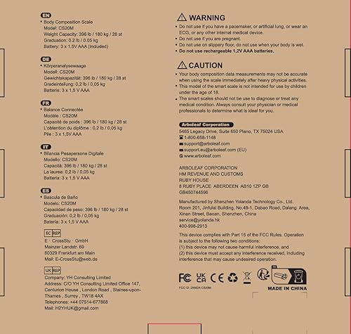 Vista 7 de arboleaf Báscula para peso corporal, báscula de peso con grasa corporal, báscula digital de baño, báscula de grasa corporal Bluetooth inteligente