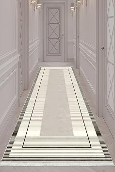 Dijital Bask  Pamuk Dokuma Taban Desenli Yolluk Koridor Hal s , Antrasit-Gri, 100 x 400 YOLLUK29.