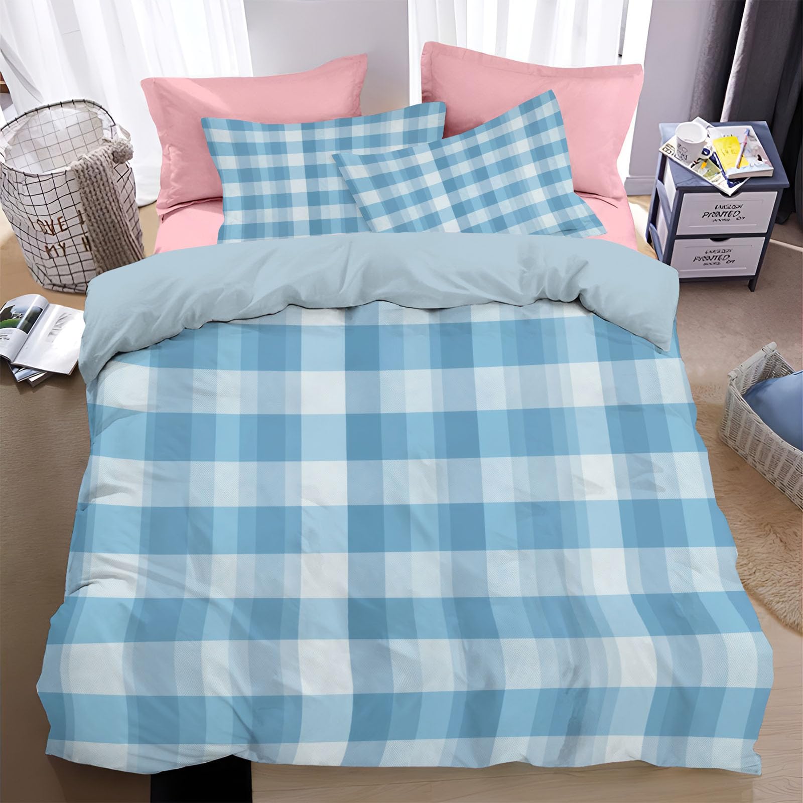 Parure de Lit 2 Personnes Chic et Raffinée Housse de Couette Microfibre 240x260cm