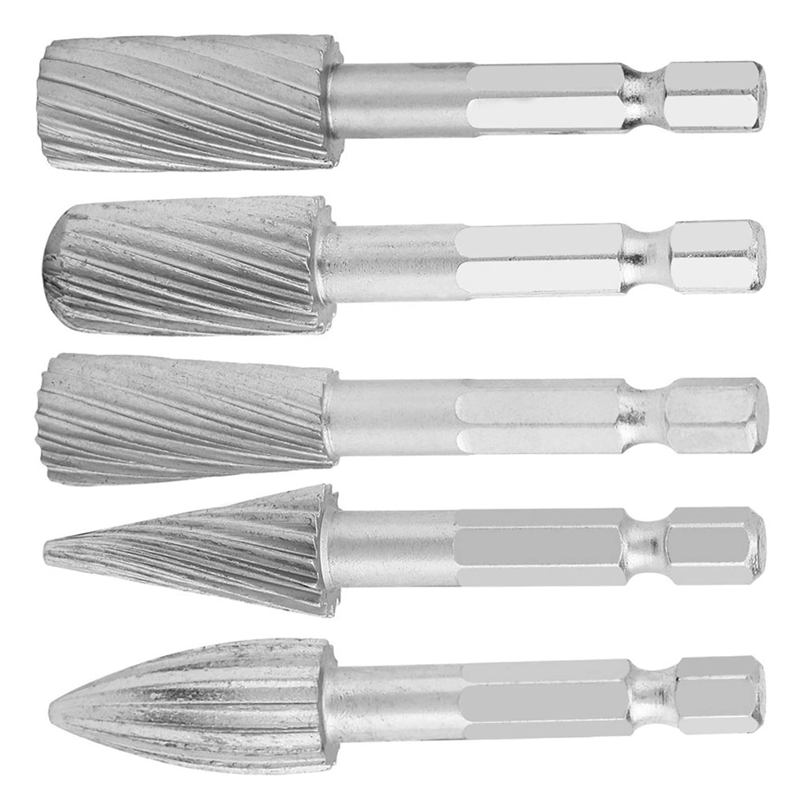 Fraises Rotatives Acier Rapide Tige Hexagonale 6.35mm, 5 Pièces pour Aluminium et Fer