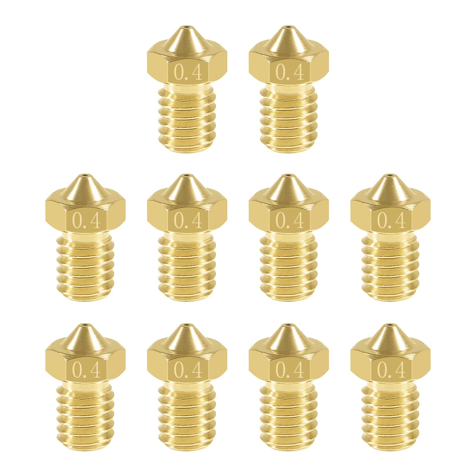 Aokin 10 Pcs Extruder Nozzles 3D Printer Brass Nozzles for E3D V5 V6 0.4mm for 1.75mm Filament 3D Printer-image-49