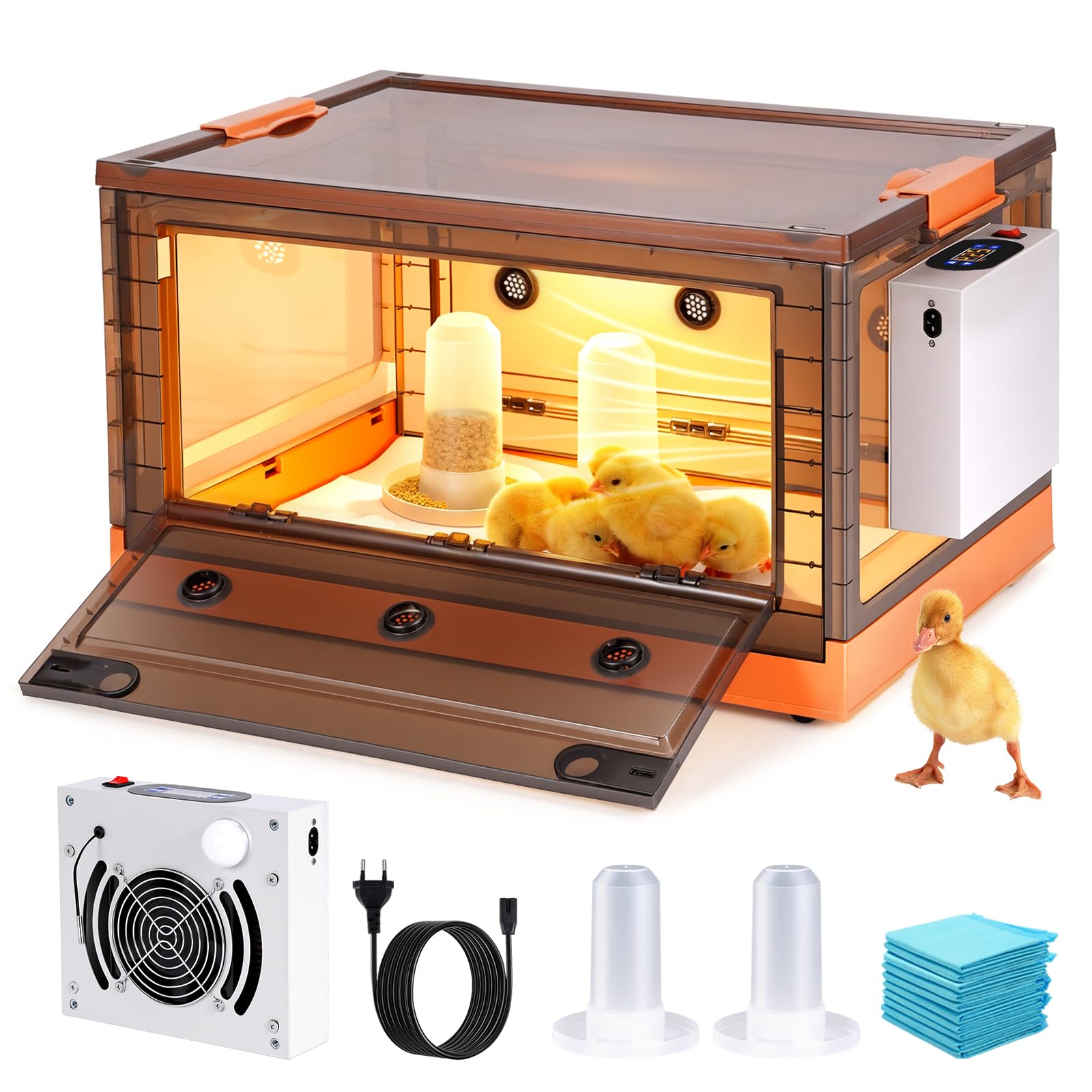 Kit de Caja de cría de Pollitos con calefacción de gallinero, Placa de Calor, Caja de cría de Polluelos, Temperatura Ajustable, Placa calefactora para gallinas, incubadora para Aves, Patos