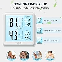 Vista 4 de DOQAUS Termómetro higrómetro digital de interior para casa, termómetro de habitación con actualización rápida de 3 segundos y registros mínimos