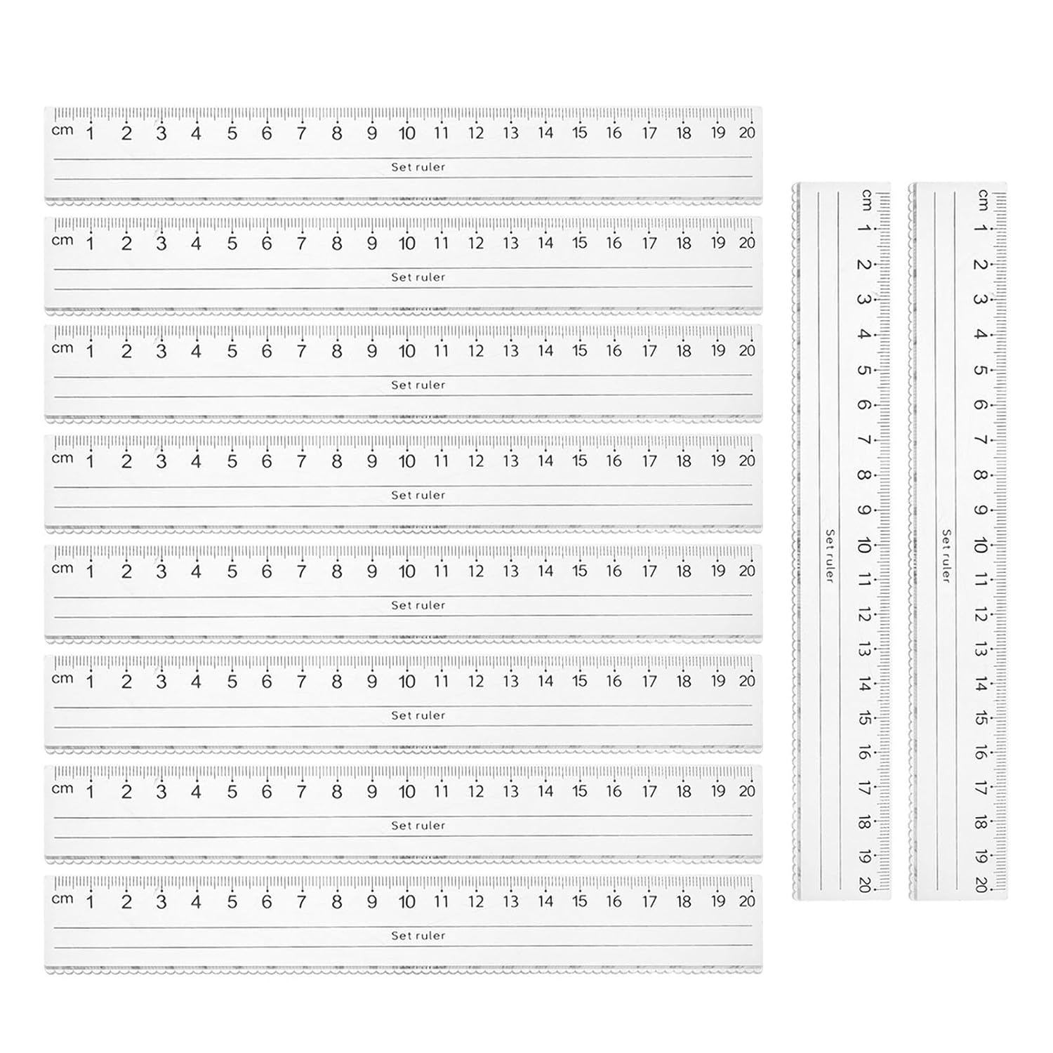 Plastic Straight Ruler with Large Print Numbers 10pcs