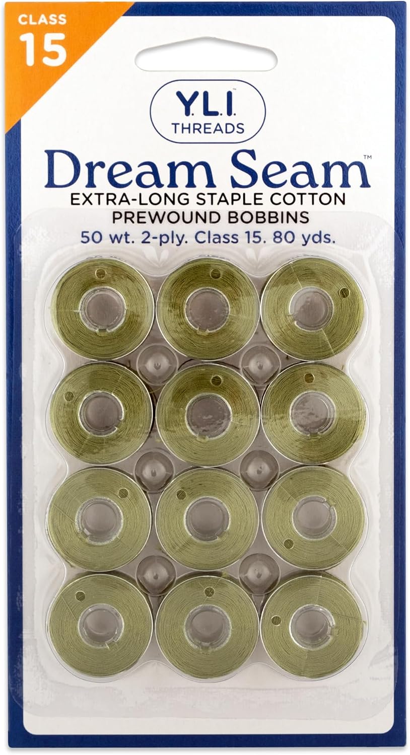 YLI Cotton Quilting Thread – 50 wt Egyptian Cotton for Piecing & Quilting - Low-lint & Strong - Class 15 Prewound Bobbins - Turning