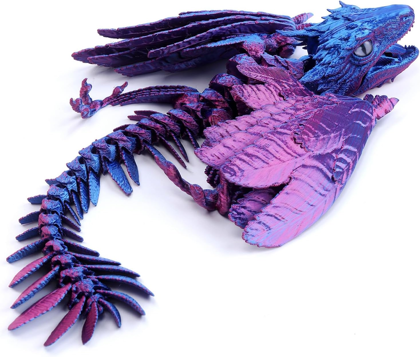 3D Printed Dragon, Feathered Wyvern Dragon, 3D Printing Toys, Articulated Dragon, Fidget Dragon, Home Office Decor Desk Toys Pet (Chameleon Purple)