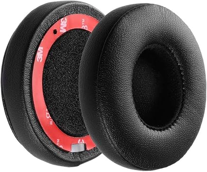 Ear Cushion Earpads for Solo Headphones, Replacement Soft Memory Foam Leather Covers for Beats Solo 2 & 3 Headphones Black Pair Left, Right Cushion