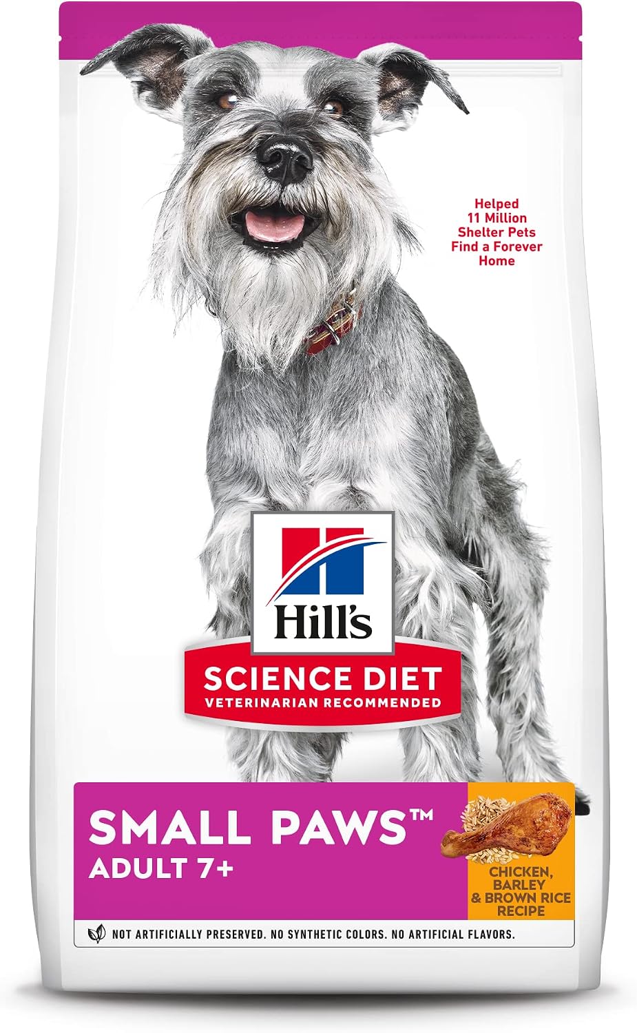 Hill's Science Diet Dry Dog Food, Adult 7+ for Senior Dogs, Small Paws for Small Breeds, Chicken Meal, Barley & Brown Rice Recipe, 4.5 lb. Bag