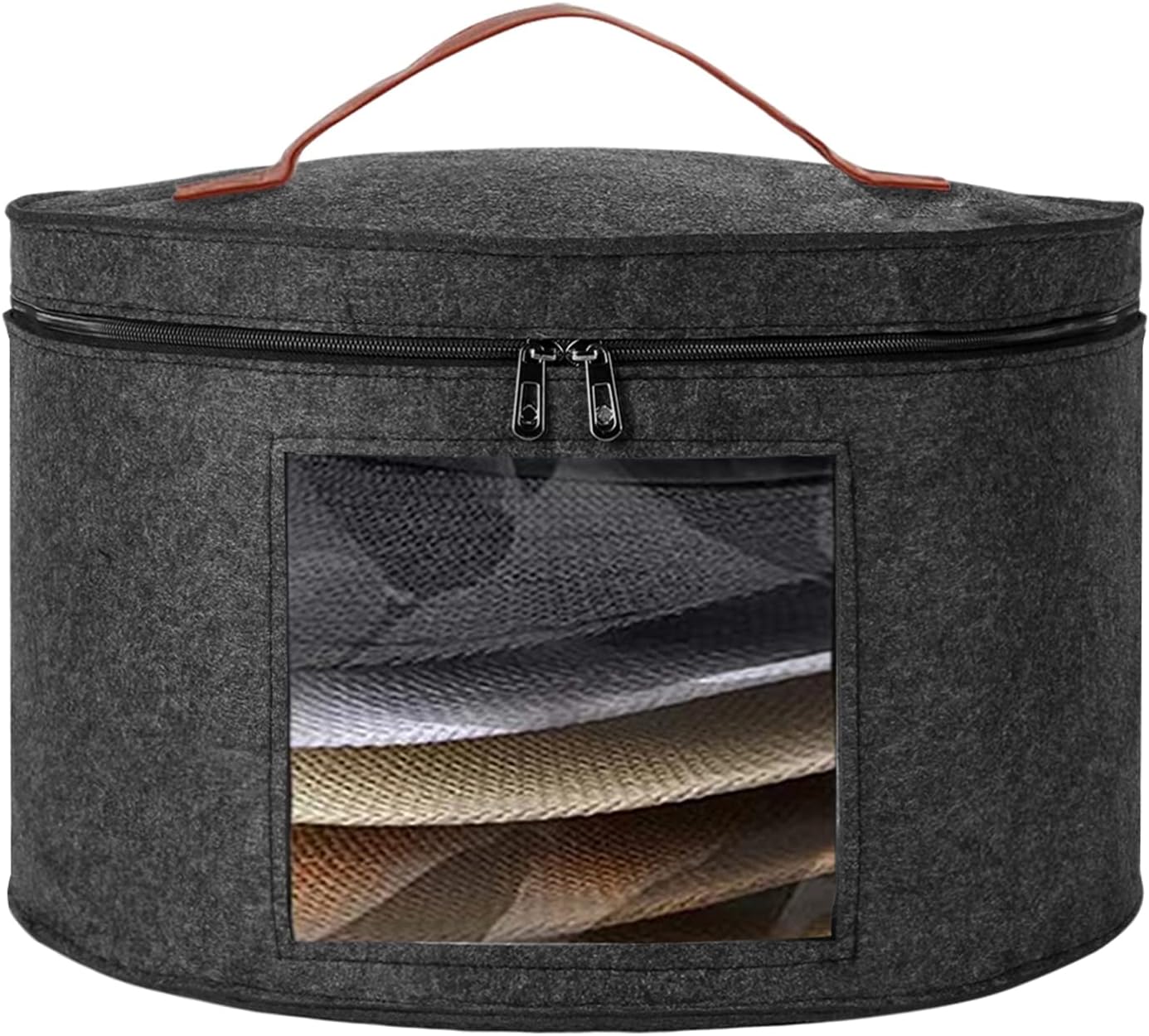 Hat Boxes for Women Storage & Men Foldable Hat Storage Boxes - Large Capacity Storage Box With Lids Round Box With Dustproof Lid Toy Storage - Dark Grey