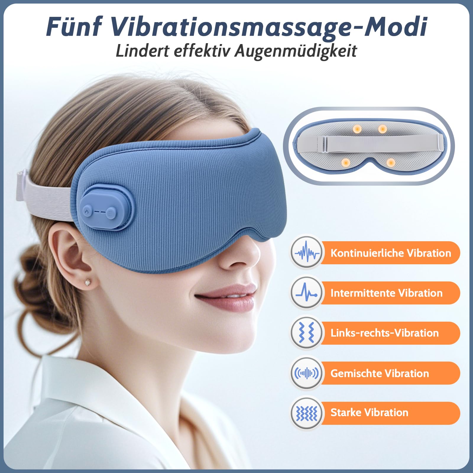 Beheizbare Augenmaske,Wärmebrille kabellos mit Vibration 3D lichtundurchlässig,Augenmaske wärmend mit 3 Wärmestufen Timer,zur Linderung von trockenen Augen Blepharitis Gerstenkorn für Damen&Herren