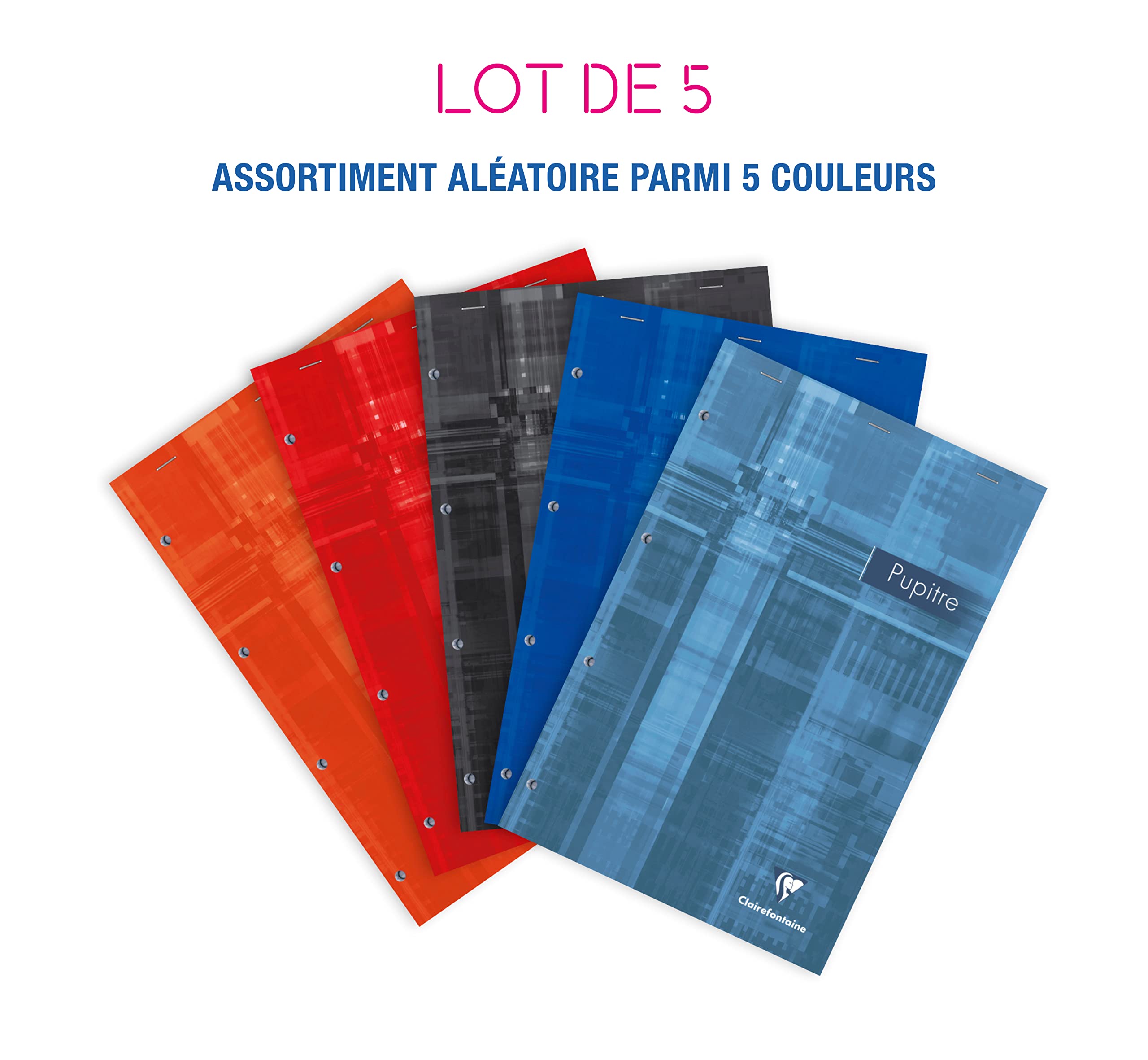 Clairefontaine 66132C - Lot 5 Blocs Pupitre A4+ 160p PC Perforés Pelliculé