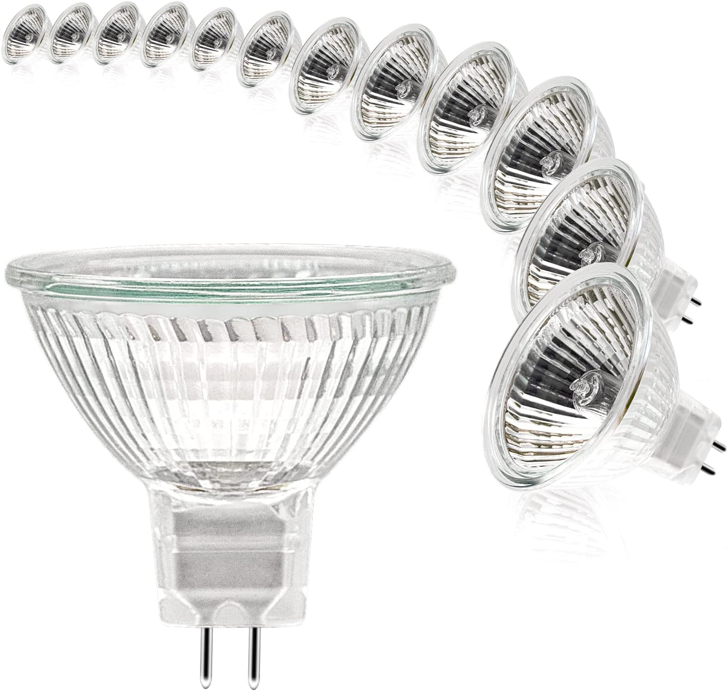 MR16 Halogen Bulbs, (12 Pack) 12V 35W Halogen Light Bulbs Dimmable Glass Cover for Ceiling Light, 2 Pin Light Bulbs 2700K Warm White