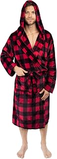 Mens Robe, Hooded Soft Robe for Men, Fleece Bathrobe with Hood for Bath Shower Spa, Plush Warm