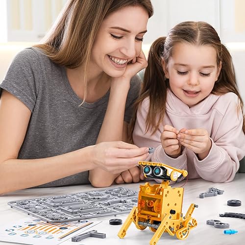 Miniatura 6 de TEMI STEM - Juguetes de robot solar 12 en 1, 190 piezas solares y celulares 2 en 1, kit educativo de montaje de bricolaje, juego de construcción