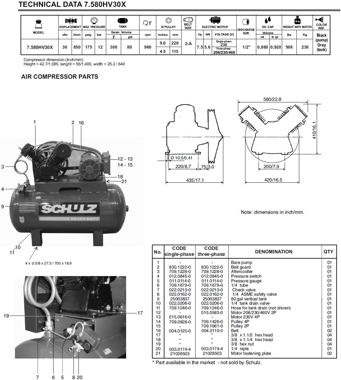 7.5HP SINGLE PHASE WITH 35 CFM AIR DRYER