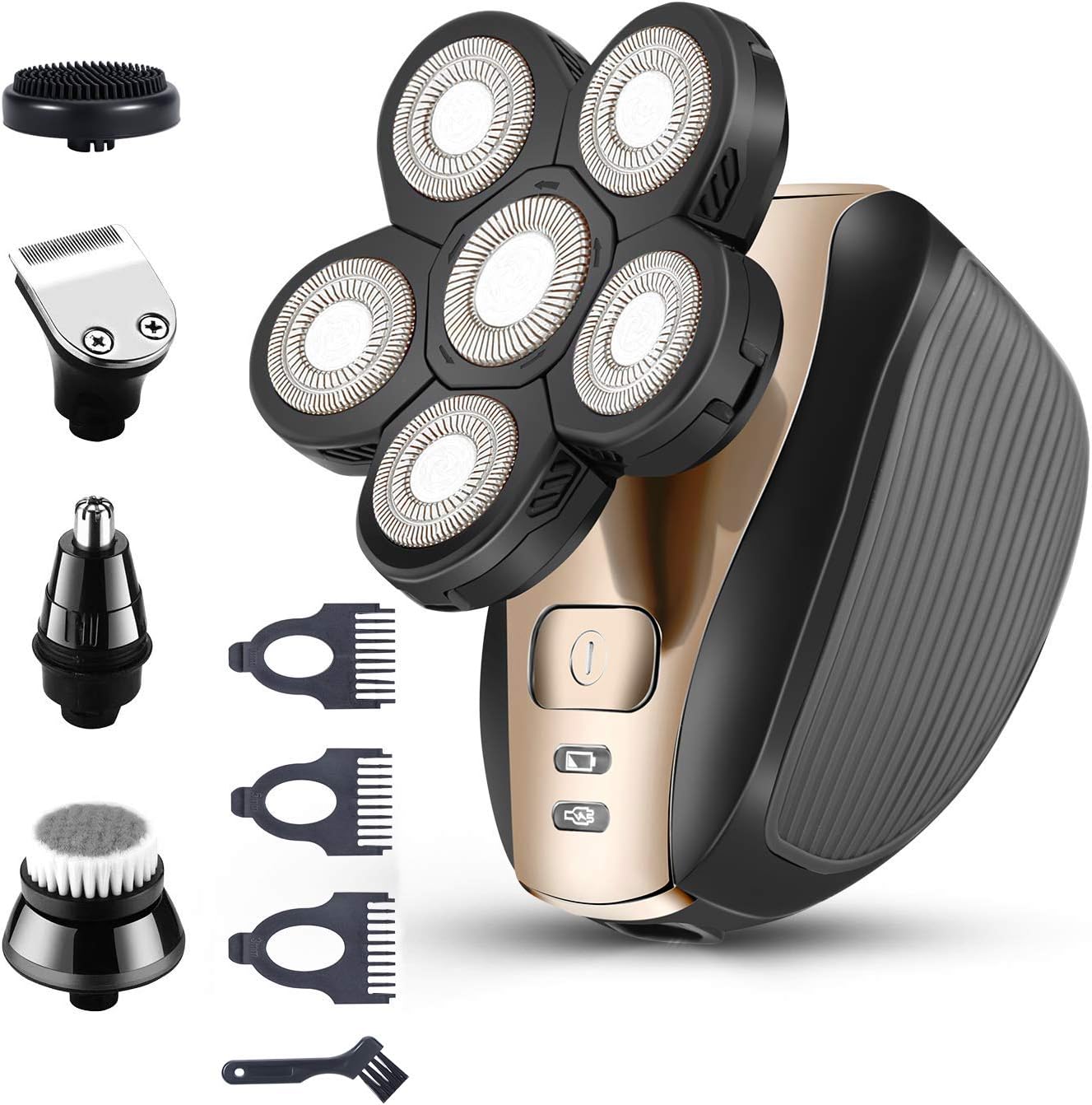 SAILHOME Electric Razor for Men- Upgrade 5 in 1 Shavers Bald Head Shaver Grooming Kit- Multifunctional Shavers- Wet & Dry Razor- Cordless Waterproof Beard Trimmer- USB Rechargeable (Big), Gray