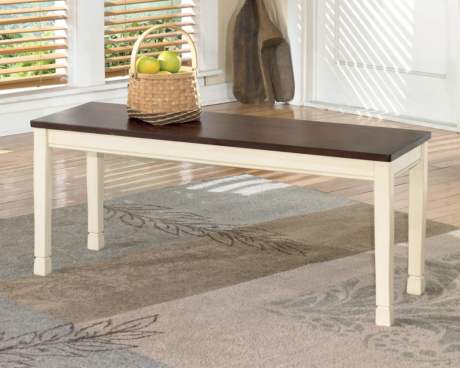 Signature Design by Ashley Whitesburg Cottage Rectangular Dining Bench, Brown & Antique White