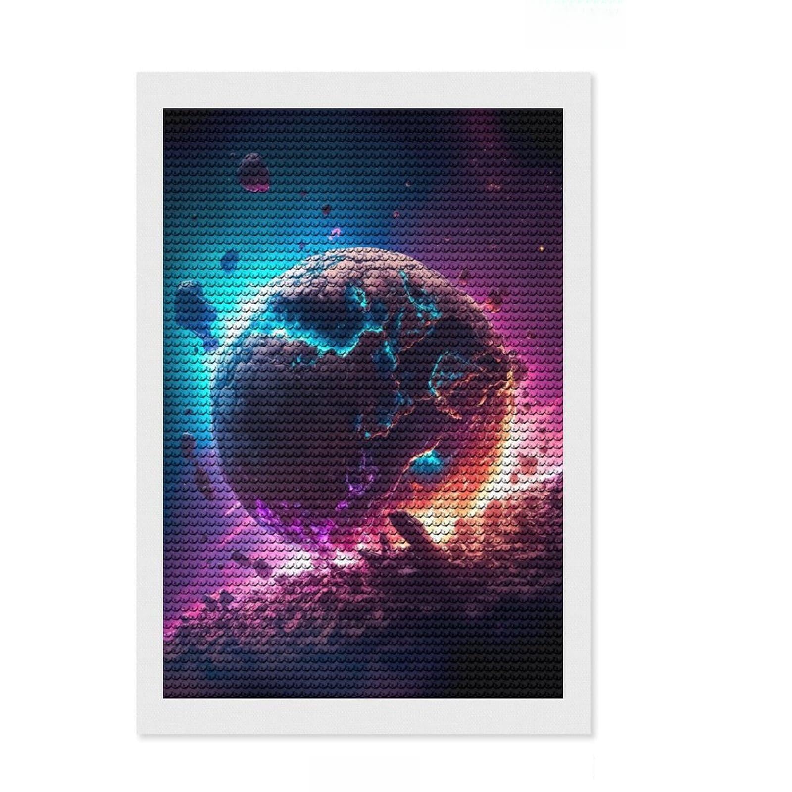 Junmoney Cosmic Bang DIY Diamond Art Canvas Kit 8"x12", for Adults, Enjoyable At-Home Hobby, Vintage Style Decor, Gift Idea