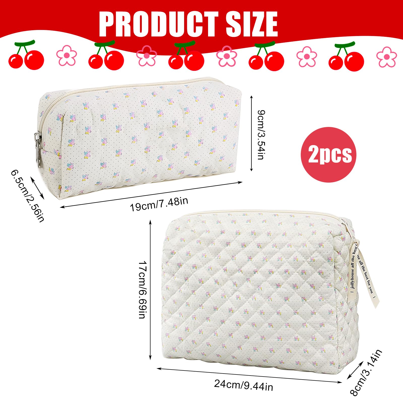 LURVOUS 2 Pcs Floral Makeup Bag - Image 2