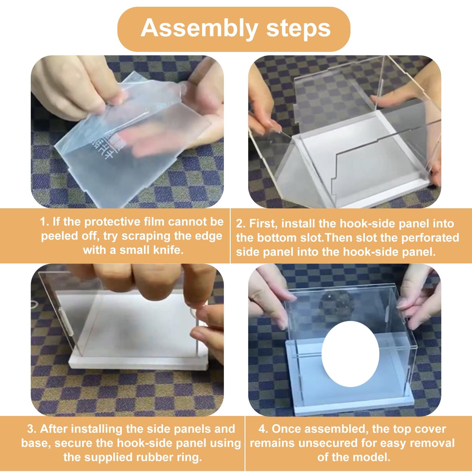 Vitrina Transparente de Acrílico – Caja de Protección Antipolvo para Montar – Cubo Expositor para Figuras de Colección Juguetes Modelos Coches – Multiusos(Blanco,H30cm,L25xW15cm)