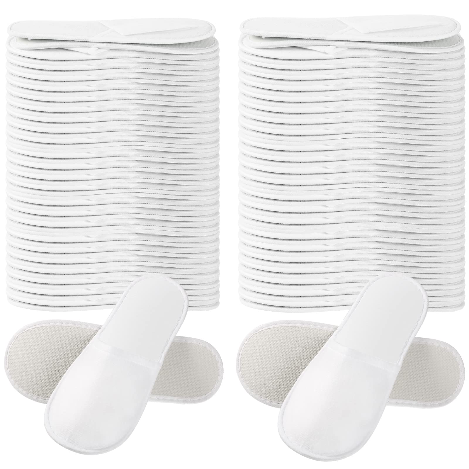 SATINIOR60 Pairs Disposable Slippers, White Non-Slip Closed Toe Slippers Unisex Disposable Slippers for Men and Women, Hotel, Home, Guest, Spa, Travel, Massage, 2 Sizes (SATINIOR), White, One size
