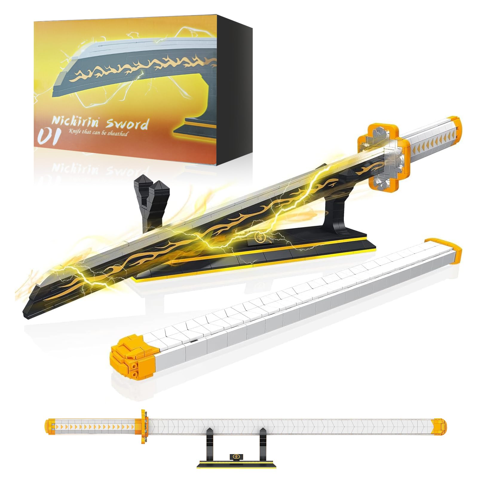 Espada Zenitsu Agatsuma 99cm Katana Demon Slayer Bloques Construcción 956 Piezas