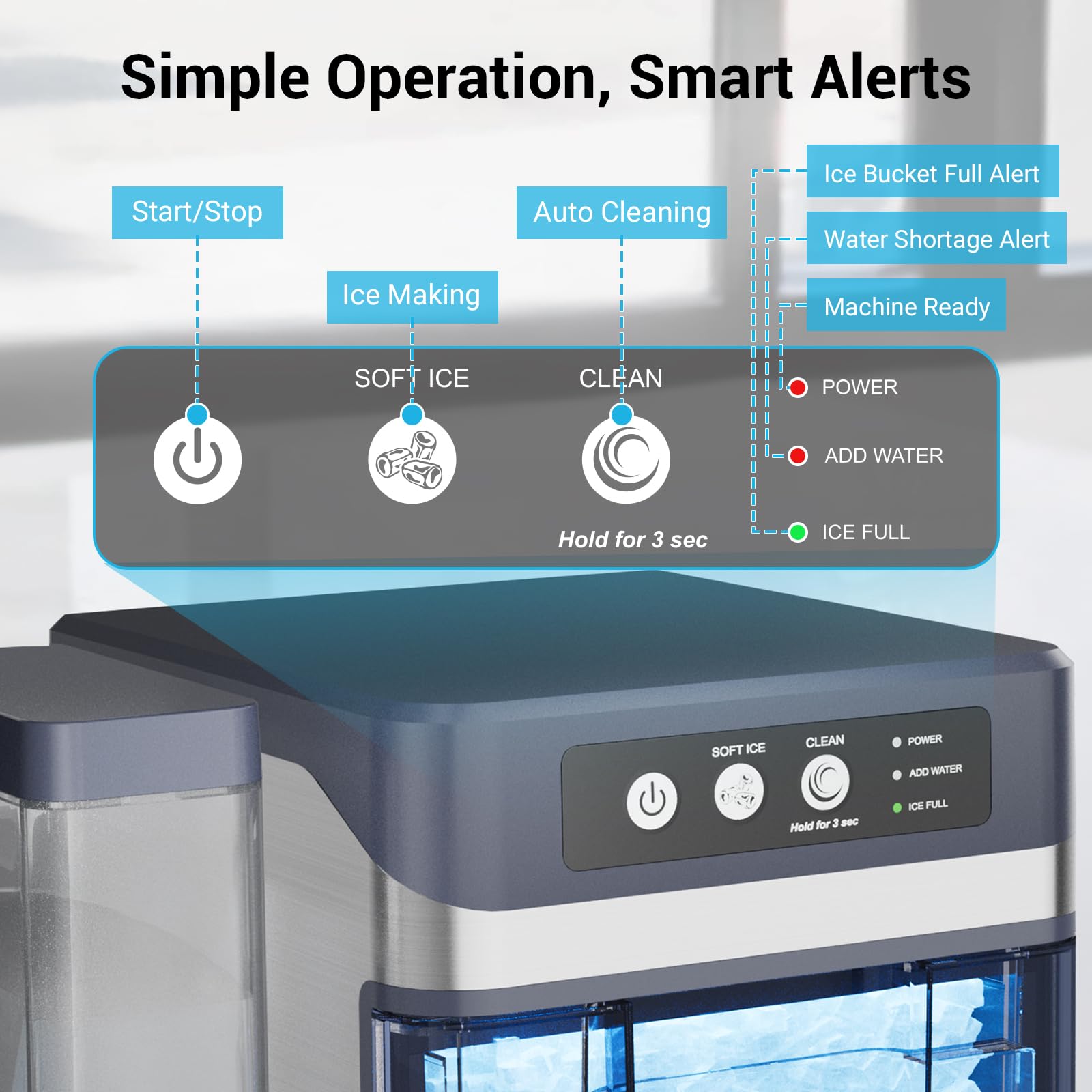 Nugget Ice Machine Countertop Stainless Steeel With Scoop on Fridge.com - View 4