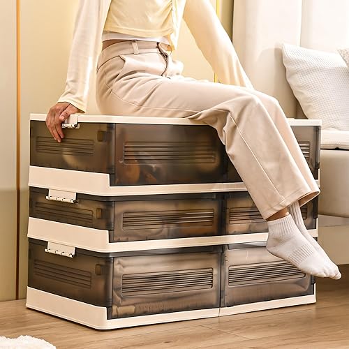 Miniatura 1 de Contenedores de almacenamiento debajo de la cama, paquete de 3, contenedores de plástico apilables debajo de la cama, contenedores de almacenamiento