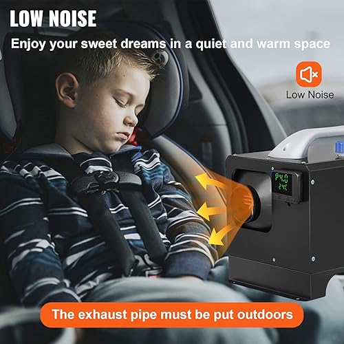 Miniatura 6 de VEVOR Calentador de aire diésel de 8 KW, calentador de camión todo en uno de 12 V, calentador de estacionamiento con LCD negro, control remoto,