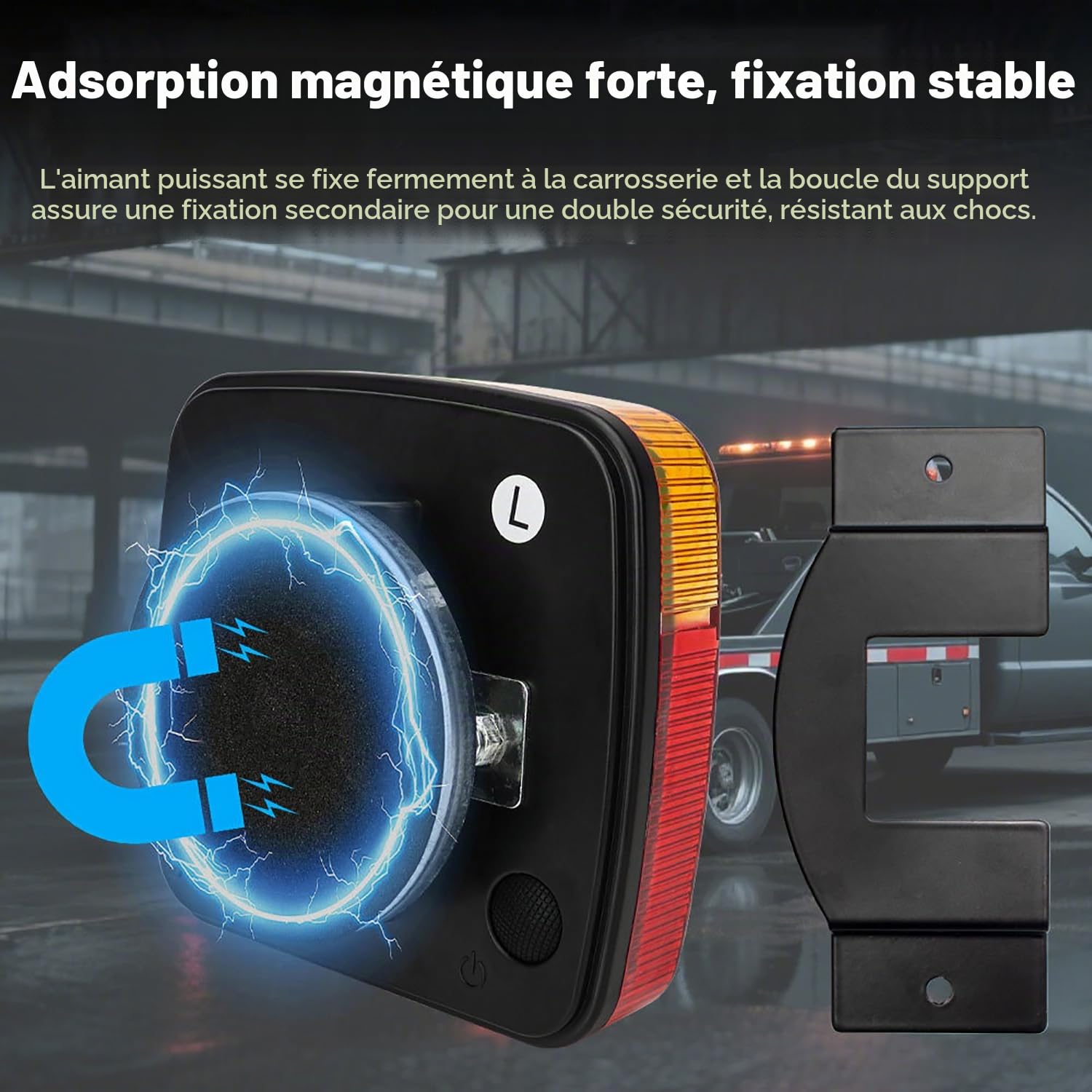 Feux Remorque Sans Fil,Feux de Remorque LED,12V/24V Approuvé ECE EMC 5 Fonctions Fixation Magnétique Wireless Pour Auto Camion Tracteur Remorque Caravane,Étanche IP65