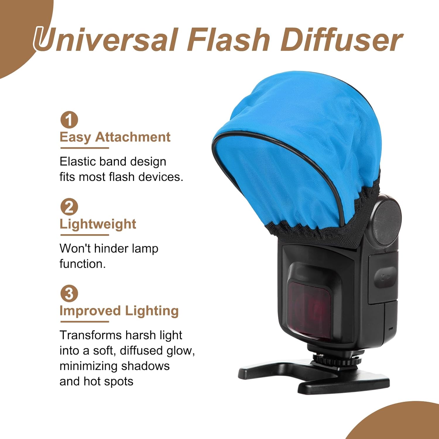 PATIKIL 3.5" x 2.4" Soft Mini Flash Diffuser Cap, 4 Pack Universal Elastic Flash Diffuser Cover for DSLR Camera Flashlight, Blue