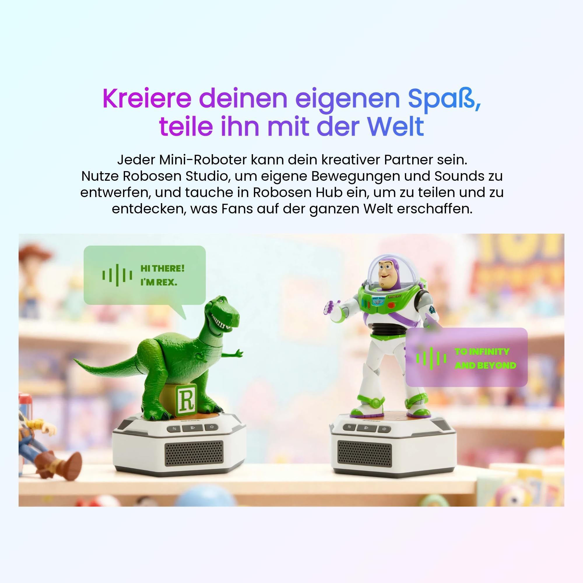Robosen Mini Robot Buzz Lightyear – Interaktiver Smart-Roboter mit Sprache, Bewegung & App-Steuerung | Offizielles Disney Pixar Toy Story Sammlerstück | Programmierbare Aktionen, Akku§