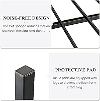 Vista 6 de SHA CERLIN Base de cama de plataforma de metal tamaño Queen de 14 pulgadas con cabecero y estribo de madera, base de colchón, no necesita somier