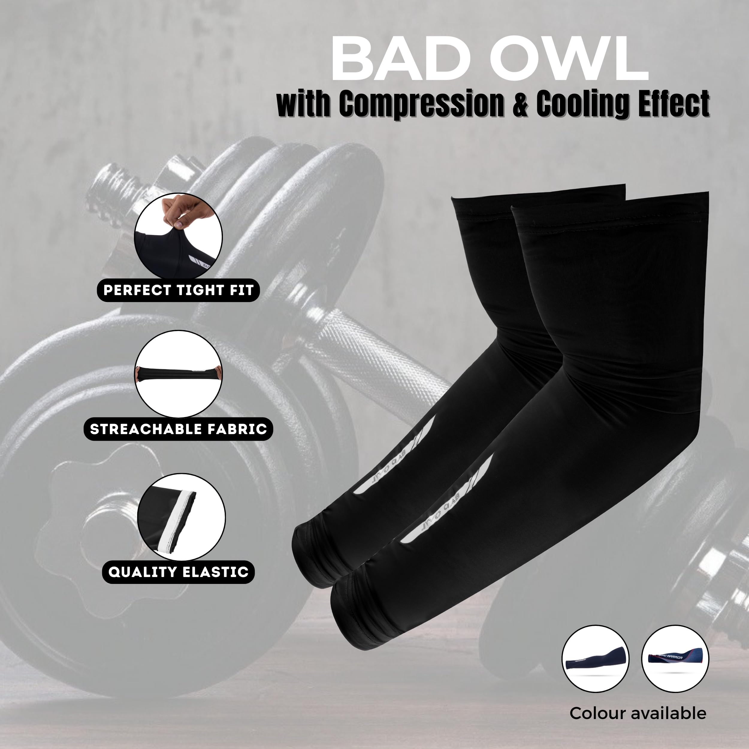 BADOWL Arm Sleeves for Men & Women|UV Protection Hand Sleeves for Boys & Girls|Arm Cover for Biking, Cricket, Cycling, Outdoor Sports (Dark Blue) 2