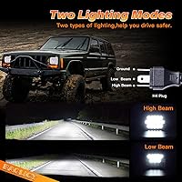 Vista 2 de Faros delanteros LED H6054 de 5 x 7 aprobados por DOT de haz sellado alto/bajo 7x6 H6052 6054 H5054 H6054LL 69822 faro rectangular cromado para XJ