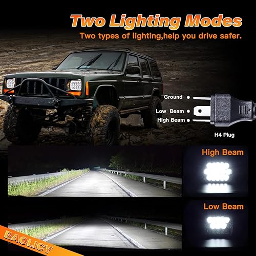 Miniatura 2 de Faros delanteros LED H6054 de 5 x 7, aprobados por DOT, 7x6, haz sellado altobajo, H5054 H6052 6053, luces de cabeza rectangulares, 2 unidades, 45