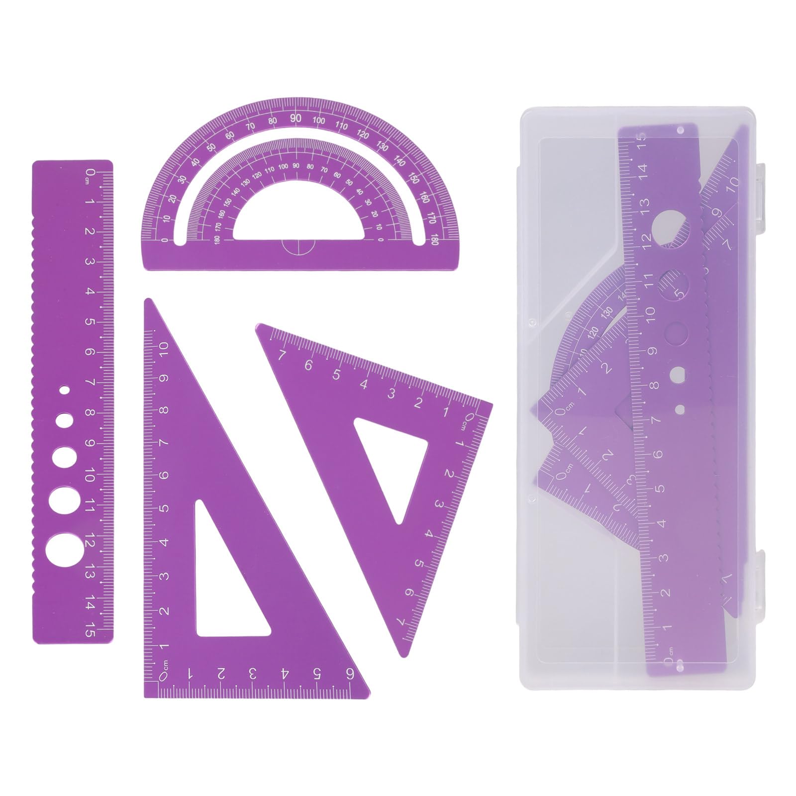 Metal School Ruler Set with Shatterproof Triangles and Accurate Measuring Tools for Homework Essentials Measuring Rulers