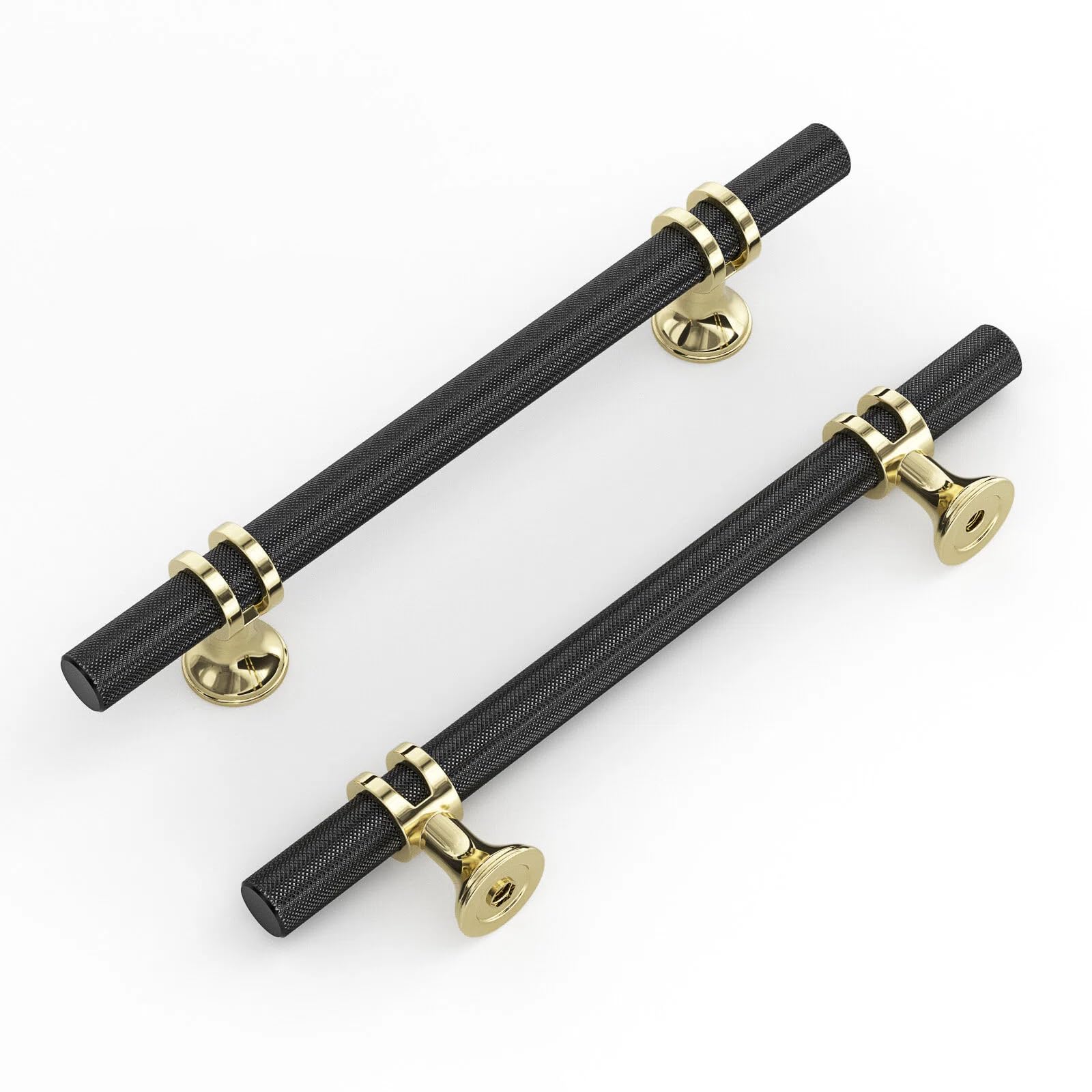 LONTAN 10 Pack Black Kitchen Handles 160mm Black Cupboard Handles, Knurled Grip, Aluminum Alloy Hardware for Furniture, Cabinet, Drawer, Wardrobe, Dresser — image 1