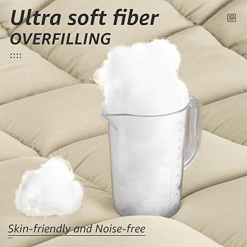 HYLEORY All Season Twin Size Bed Comforter - Cooling Down Alternative Quilted Duvet Insert with Corner Tabs - Winter Warm - Machine Washable - Beige