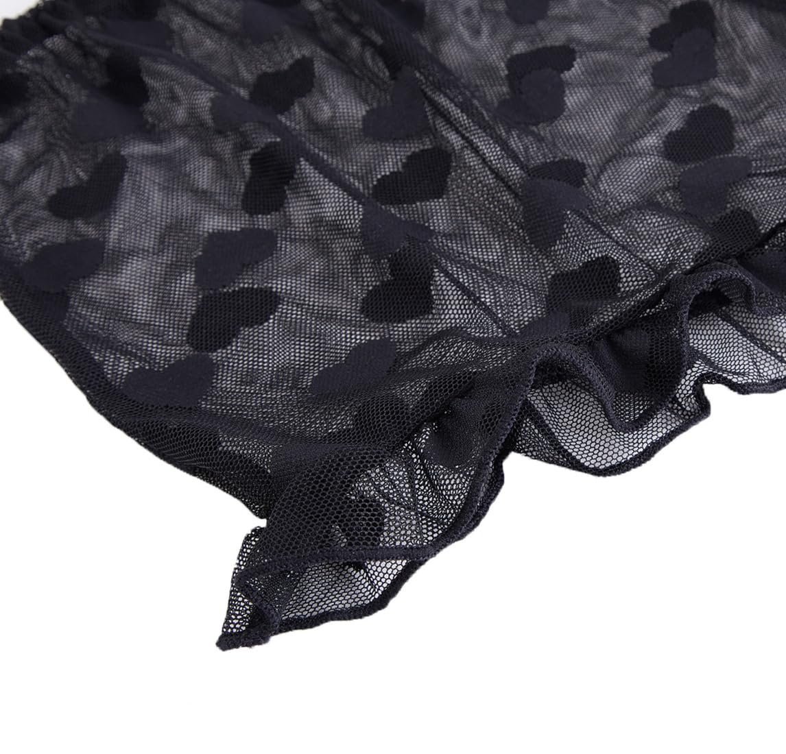 Pretishows Women's Lingerie Set Stretchy Lace Bandeau Bra Top Underwear with Shorts and Thong Size S-XXL: Large Black