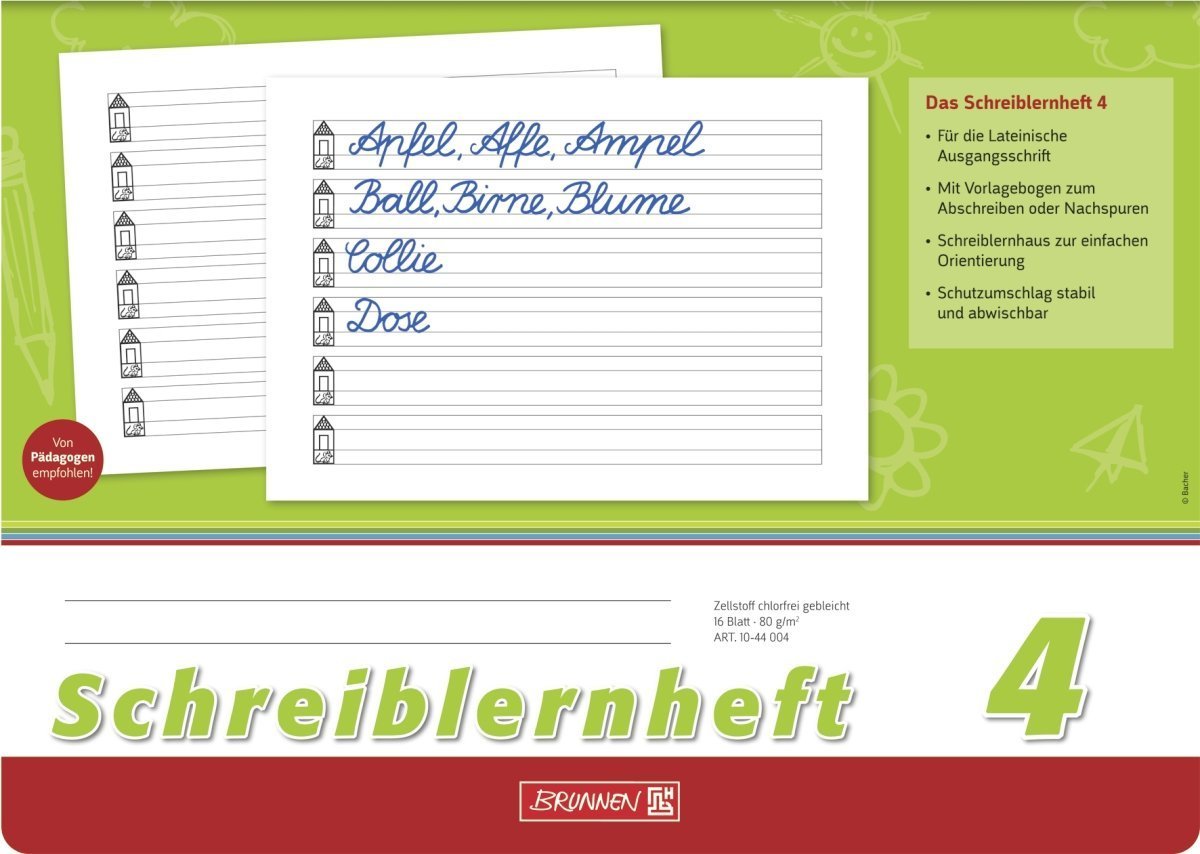 Brunnen Schreiblernheft A4 quer, 16 Blatt (20er Vorteilspack, Lineatur 4)