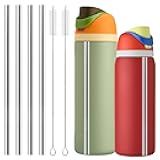 Metal Straw Replacement for Owala Water Bottle 24 oz 32 oz Accessories, With 2 Straw Cleaner, Reusable Stainless Steel Straws Compatible With Owala Water Bottle - 4pcs