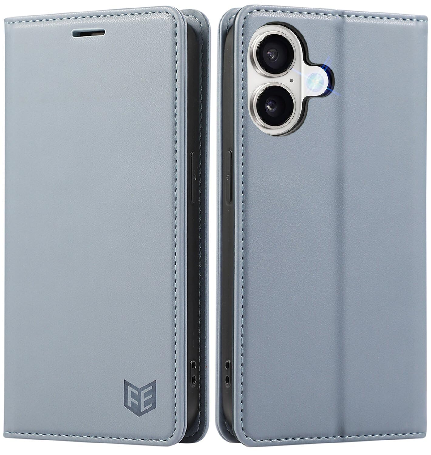 FeeY iphone16 用 ケース 手帳型 いPhone16 手帳 ケース 耐衝撃TPU素材カード収納 マグネット内蔵スタンド機能付き アイフォン16携帯カバー全面保護 あいふぉん 16スマホケース 6.1インチ対応 ライトブルー