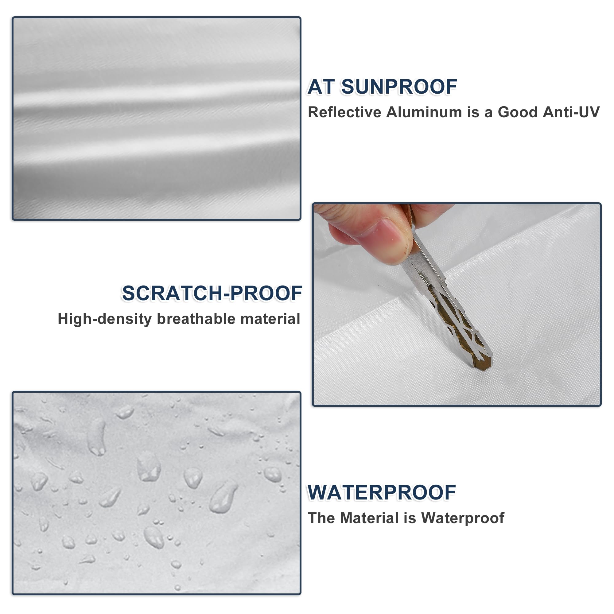 ACROPIX 180T Gray Car Cover Waterproof All Weather Full Exterior Cover Rain Hail Sun Protector Car Cover Fit — view 6